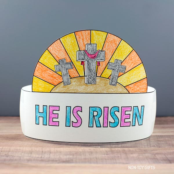 2 He Is Risen Headbands - Easter Religious Craft - Coloring Activity