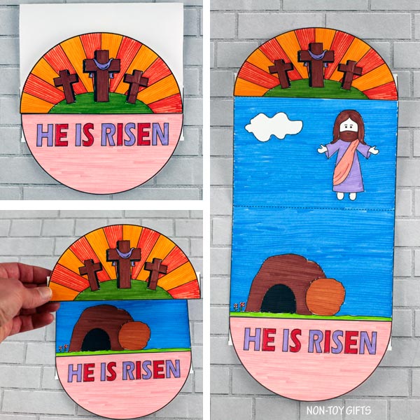 He is Risen Craft - Easter Religious Coloring Craft - Sunday School Activity