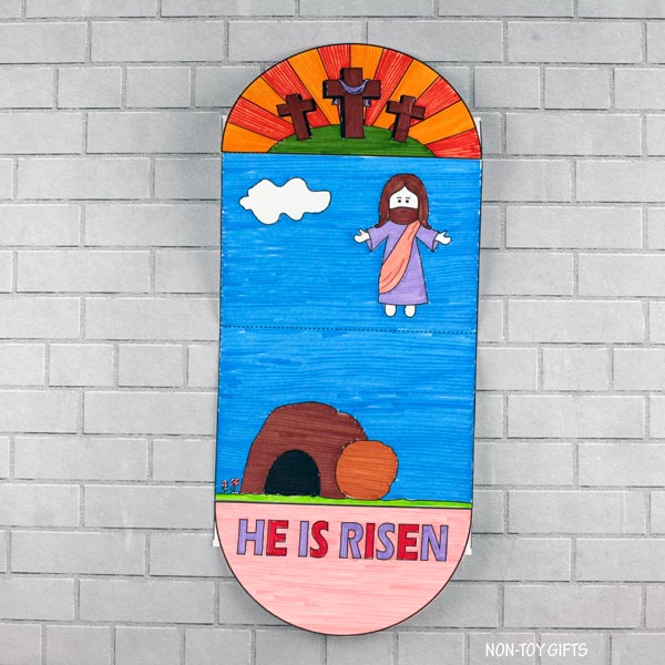 He is Risen Craft - Easter Religious Coloring Craft - Sunday School Activity