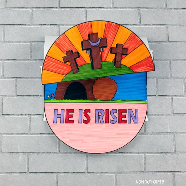 He is Risen Craft - Easter Religious Coloring Craft - Sunday School Activity