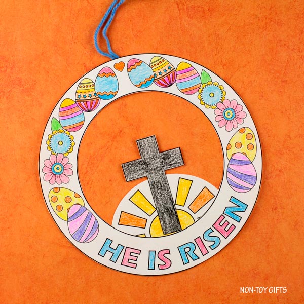 He Is Risen Wreath - Easter Religious Craft - Coloring Activity