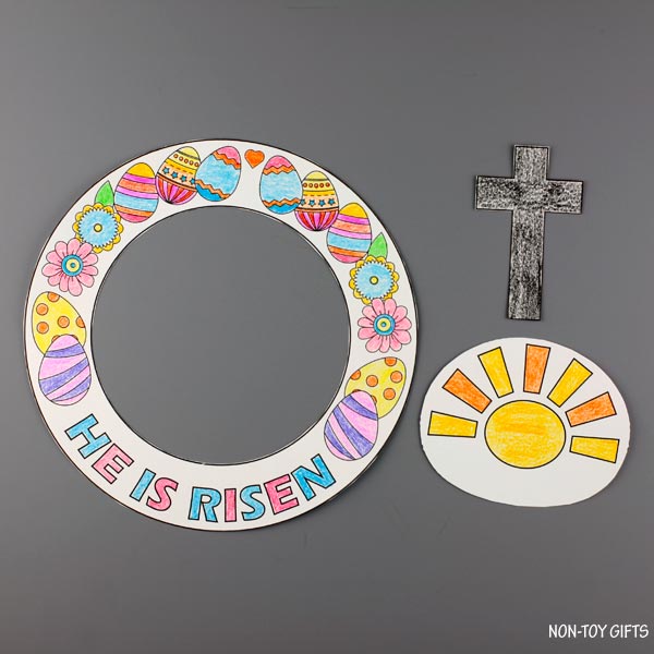He Is Risen Wreath - Easter Religious Craft - Coloring Activity