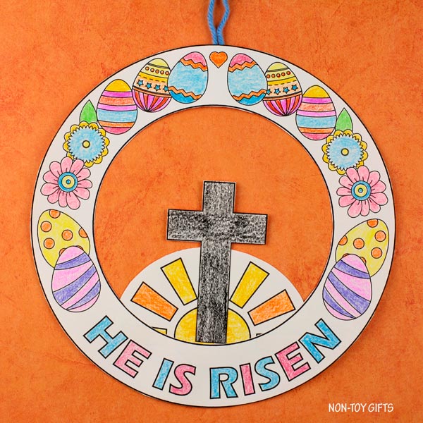 He Is Risen Wreath - Easter Religious Craft - Coloring Activity