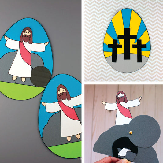 He Is Risen! 3 Bible Craft Bundle - Easter Sunday School Lesson Crafts