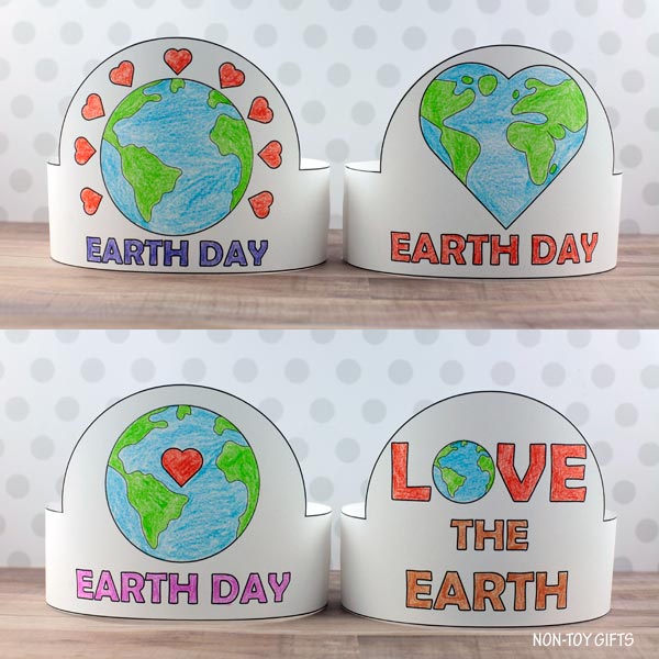Earth Day Paper Hats - Coloring Crown Craft - Kids Headbands