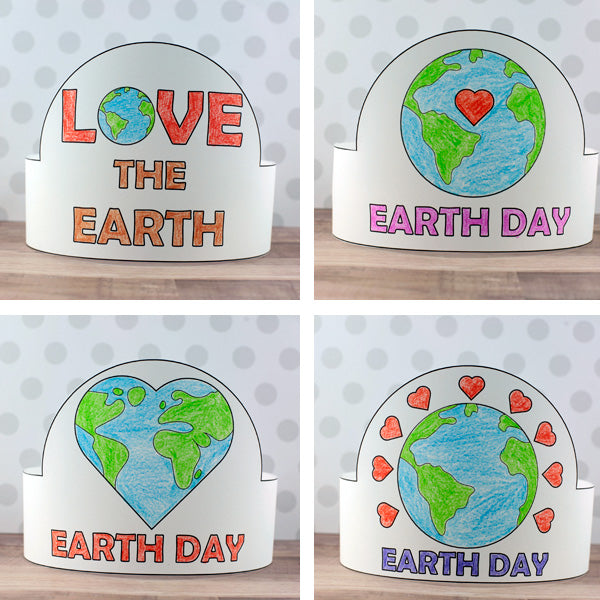 Earth Day Paper Hats for Kids - Coloring Crowns Craft and Activity