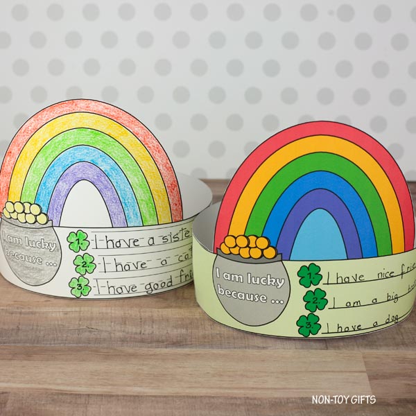 I Am Lucky Because...Headband - St Patrick's Day Paper Hat - Coloring Crown