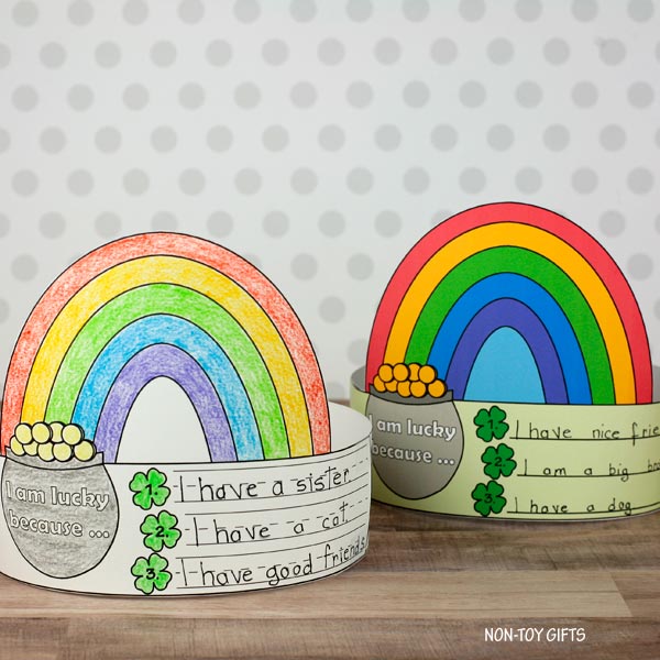 I Am Lucky Because...Headband - St Patrick's Day Paper Hat - Coloring Crown