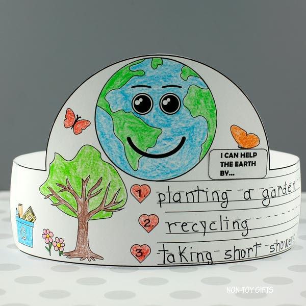 Earth Day Hat - I Can Help The Earth Coloring Crown Craft