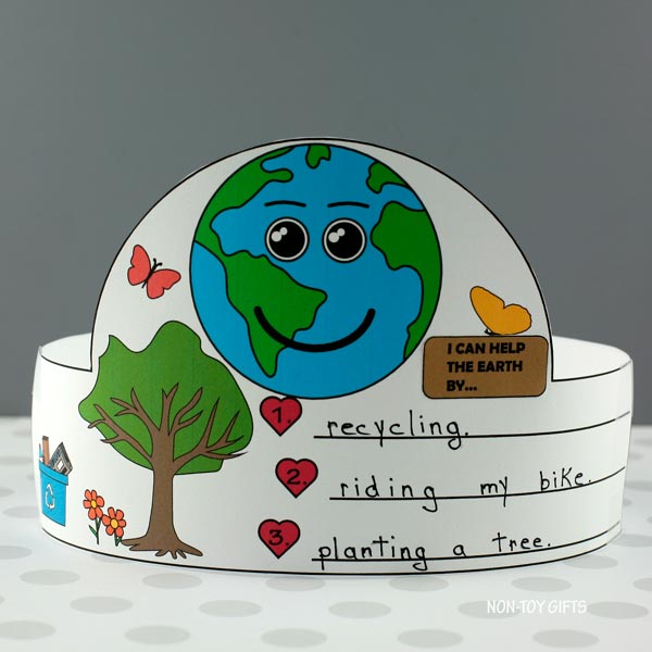 Earth Day Hat - I Can Help The Earth Coloring Crown Craft