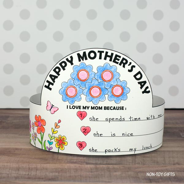 Mother's Day Hat - I Love My Mom/Mum Because - Writing and Coloring –  Non-Toy Gifts