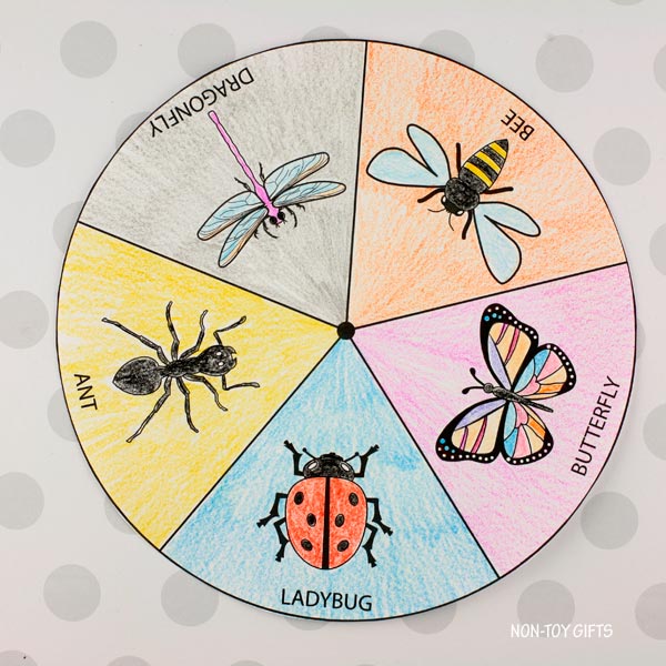 Spring Insect Craft Insect Craft for Kids - Coloring Insects in the Garden Spinner Craft f ...