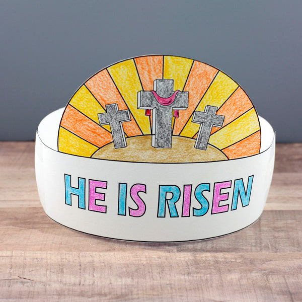 He Is Risen Headband 2 - Easter Religious Craft - Coloring Activity