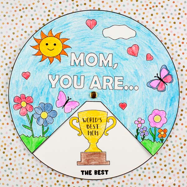 Mother's Day Craft - Spinner Coloring Craft for Mom or Mum