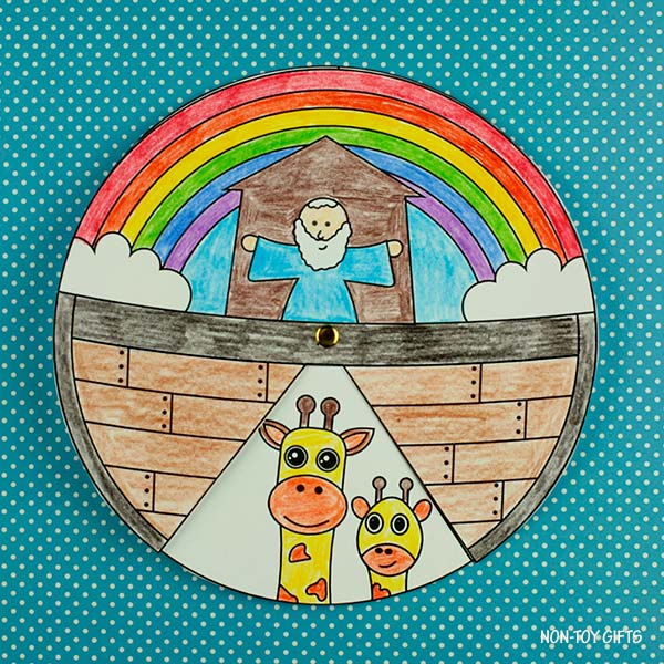 Noah's Ark Animals Spinner Craft - Bible Lesson - Bible Story Coloring Craft