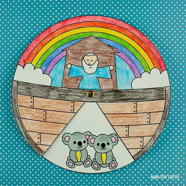 Noah's Ark Animals Spinner Craft - Bible Lesson - Bible Story Coloring Craft