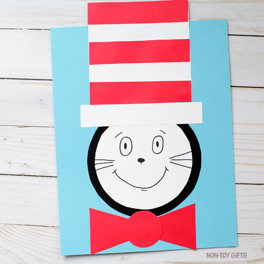 Cat in the Hat Craft for Kids - Dr. Seuss Shape Craft Template