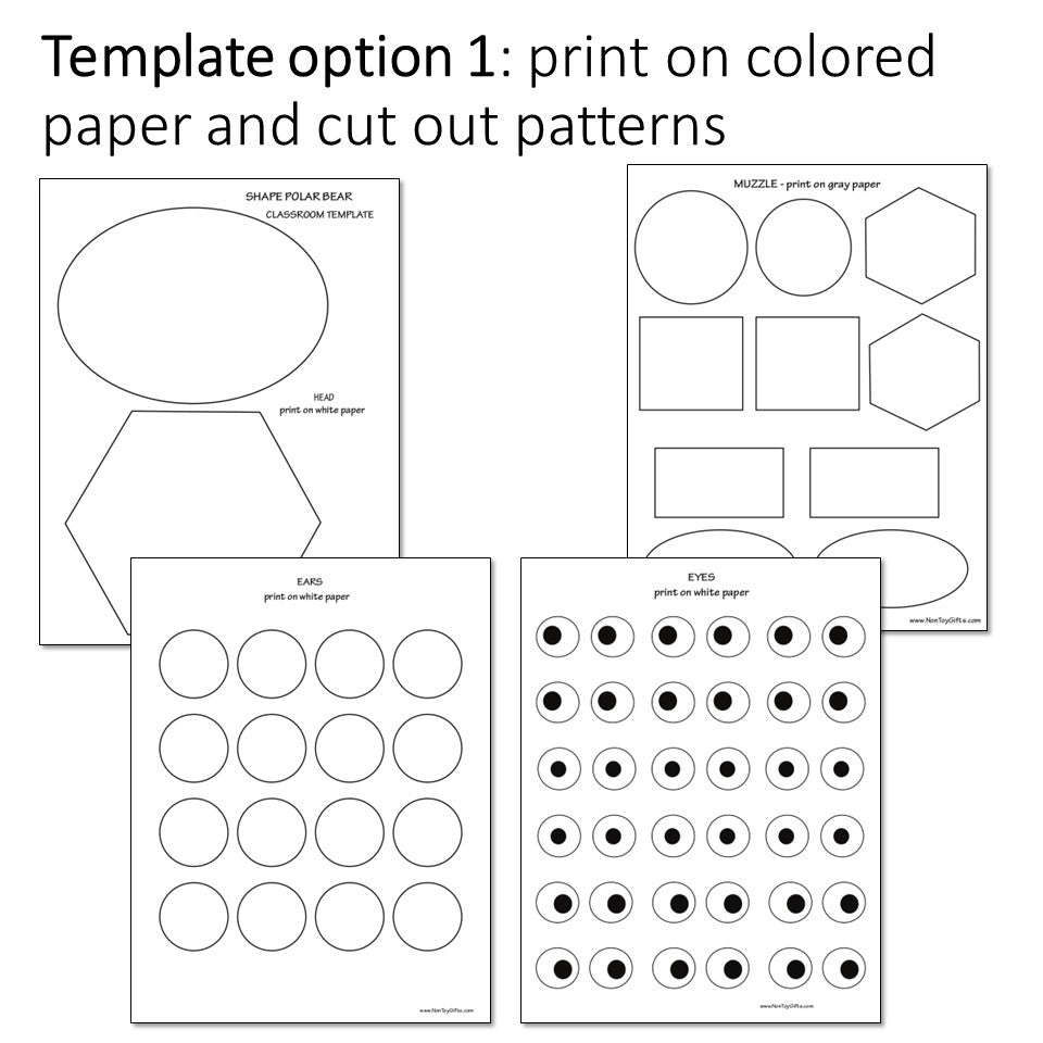 Polar bear shape craft printable for preschool pre-k and homeschool