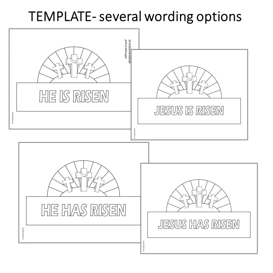 He Is Risen Headband 2 - Easter Religious Craft - Coloring Activity