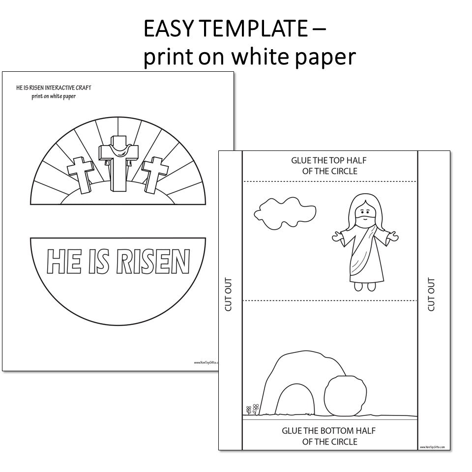 He is Risen Craft - Easter Religious Coloring Craft - Sunday School Activity