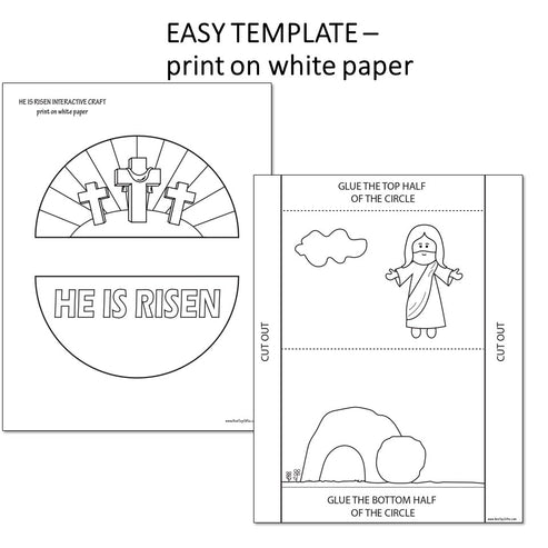 He Is Risen Craft Easter Religious Coloring Craft Sunday School
