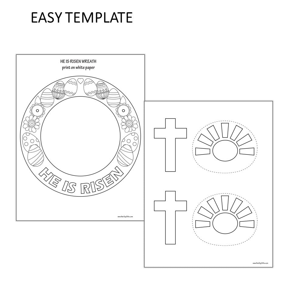 He Is Risen Wreath - Easter Religious Craft - Coloring Activity