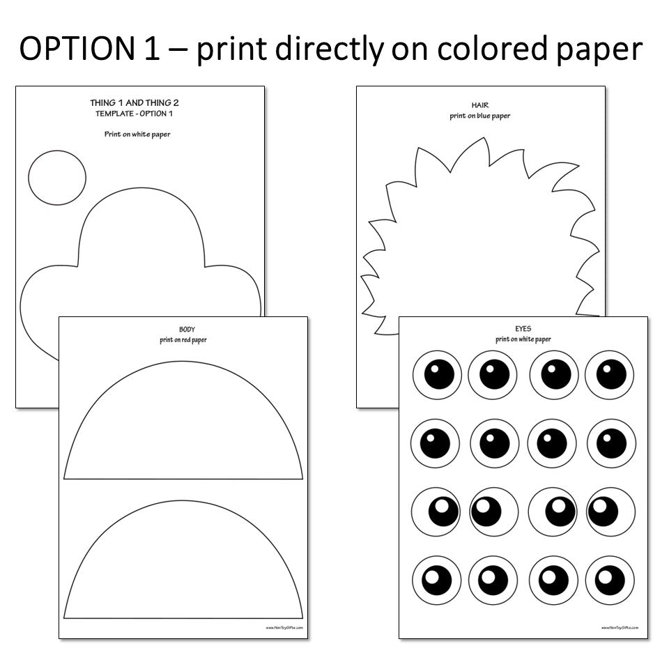 Thing 1 and Thing 2 Craft for Kids - Dr. Seuss Cat in the Hat Craft Template