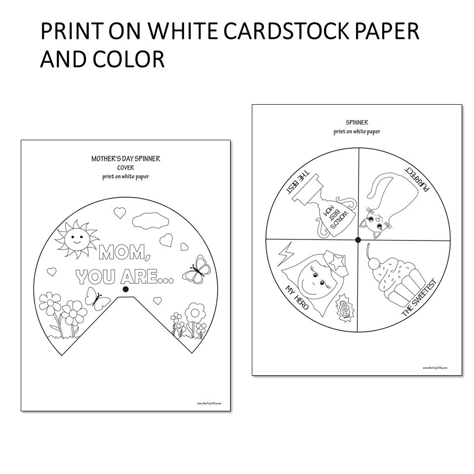 Mother's Day Craft - Spinner Coloring Craft for Mom or Mum