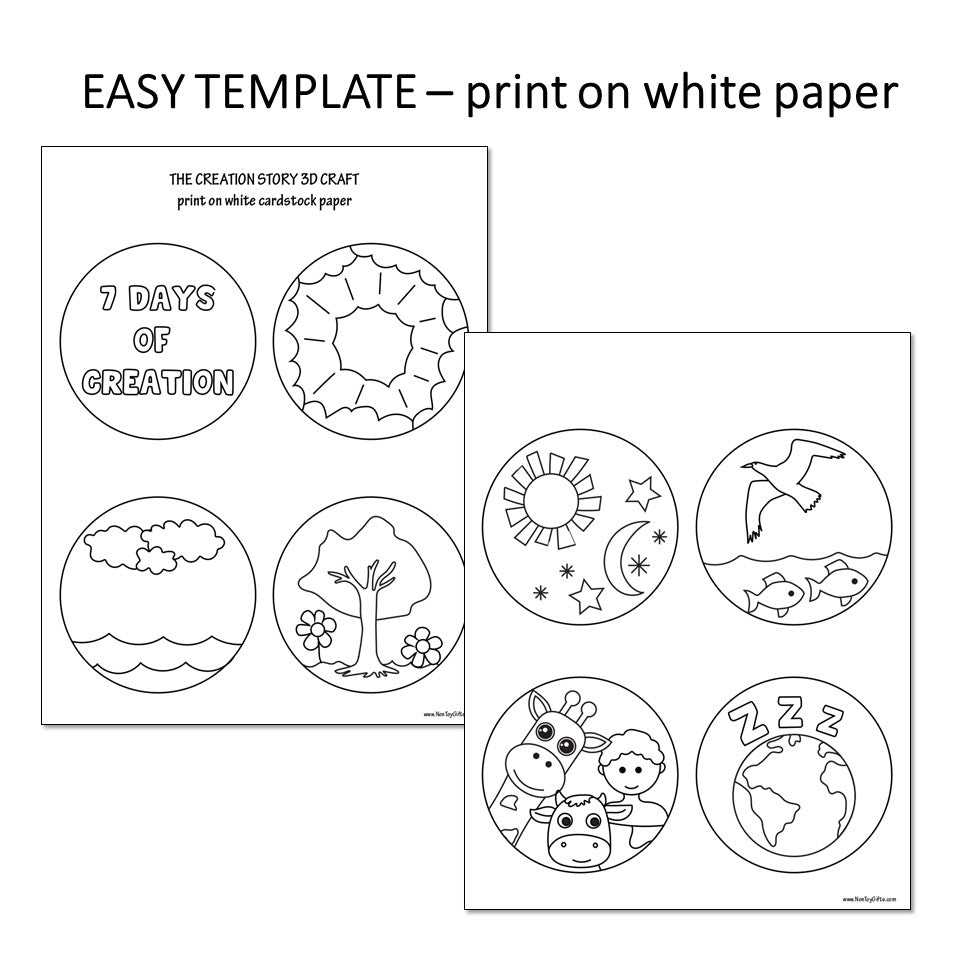 7 Days of Creation 3D Craft - The Creation Story Bible Craft - Coloring Activity