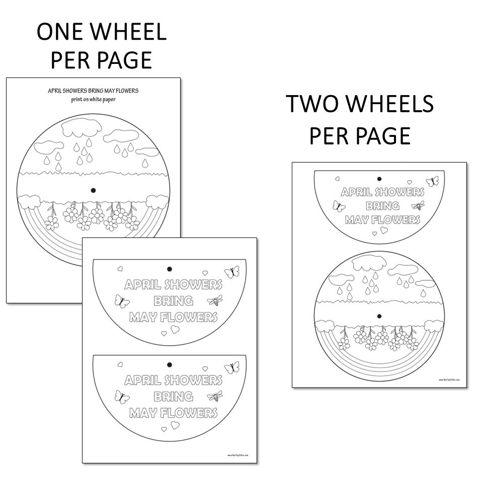 April Showers Bring May Flowers Craft - Coloring Wheel Spinner