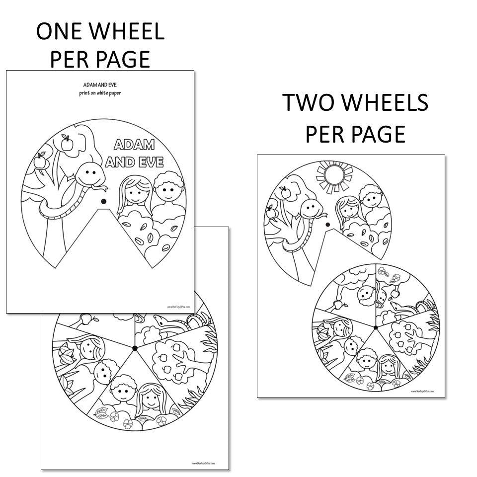 Adam and Eve Craft - Garden of Eden Sunday School Craft - Coloring Wheel Spinner