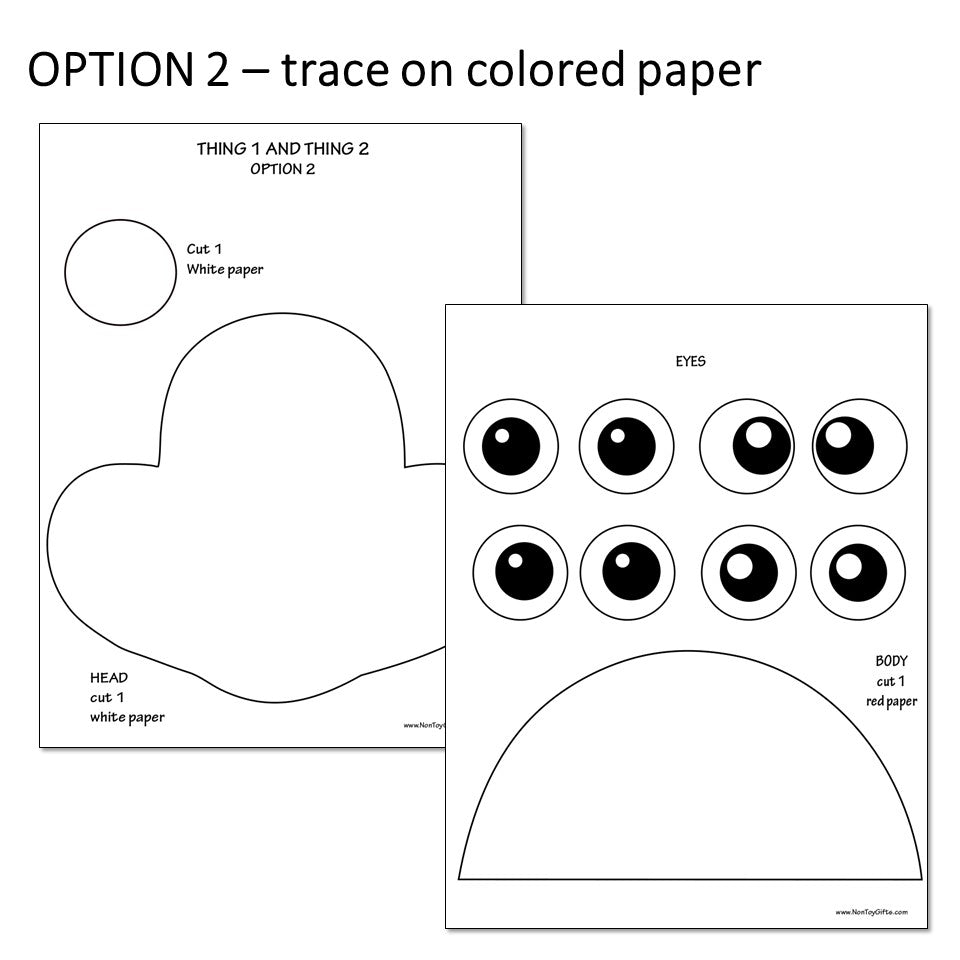 Thing 1 and Thing 2 Craft for Kids - Dr. Seuss Cat in the Hat Craft Template