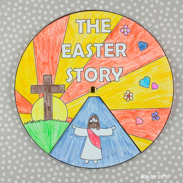 The Easter Story Craft - Easter Sunday School Craft - Coloring Wheel Spinner