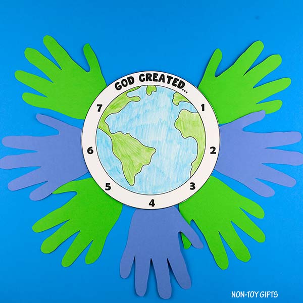 7 Days of Creation Handprint Craft - The Creation Story Coloring Bible Lesson