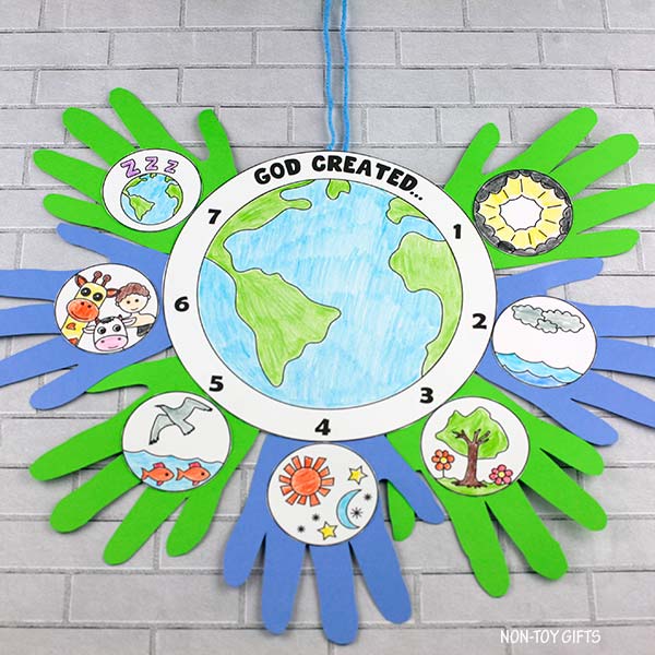 7 Days of Creation Handprint Craft - The Creation Story Coloring Bible ...