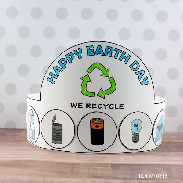 We Recycle Paper Hat - Earth Day Coloring Crown Craft for Kids – Non ...