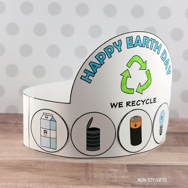 We Recycle Paper Hat - Earth Day Coloring Crown Craft for Kids