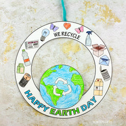 Earth Day Wreath - We Recycle Coloring Craft for Kids – Non-Toy Gifts