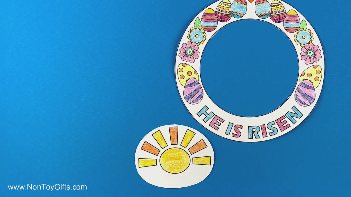 He Is Risen Wreath - Easter Religious Craft - Coloring Activity – Non ...